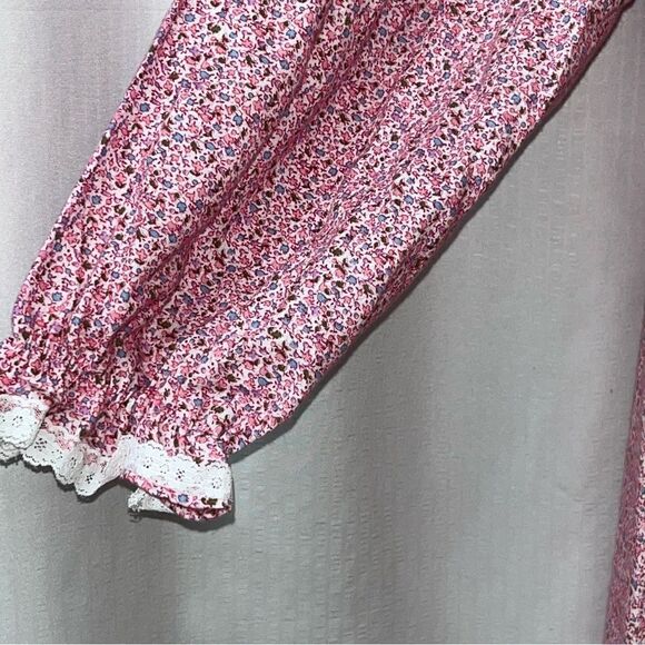 SWEET Vintage Kittens by Katz Pink Floral Cottagecore Nightgown Made in USA NEW - Picture 4 of 11